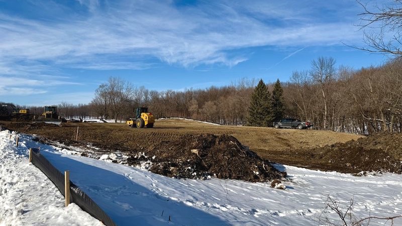 Site preparation and earthwork at Eden Springs in winter