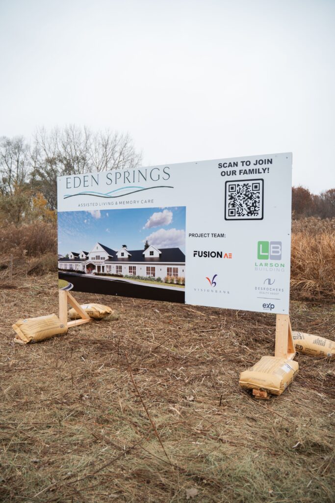 Eden Springs project sign at the building site
